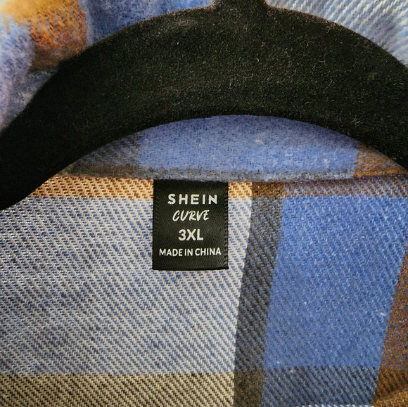 Plus Plaid Flap Pocket Drop Shoulder Coat - Picture 4 of 5